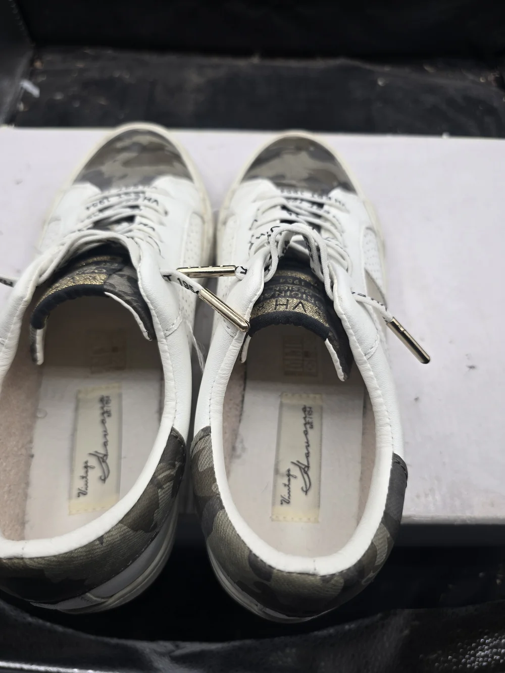 Vintage Havana White and Olive Camo Low-Top Sneakers